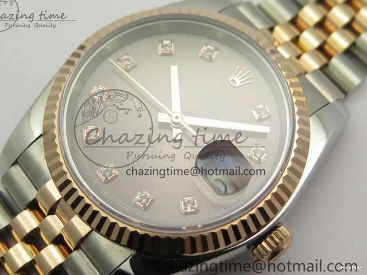 MiroTime 0501 Timeless DateJust 36mm 904 SS RG Wrapped 116231 GMF Gray Diam Dial on SS RG Wrapped Jubilee Bracelet A 3272